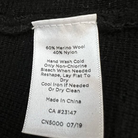 Talbots Wool Blend Knit Sweater Cardigan Women Petite Large Black Open Front - Picture 4 of 8